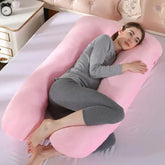 U Shape Velvet Pregnancy Pillow – Baby Pink